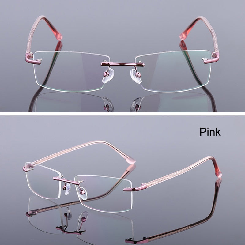 iboode Occhiali senza montatura ultraleggeri Occhiali da vista da donna Vintage Classic Square Frame Titanium Men Montatura per occhiali miopia ottica 