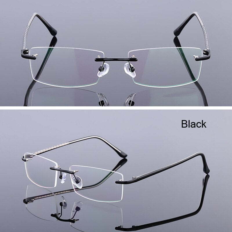 iboode Occhiali senza montatura ultraleggeri Occhiali da vista da donna Vintage Classic Square Frame Titanium Men Montatura per occhiali miopia ottica 