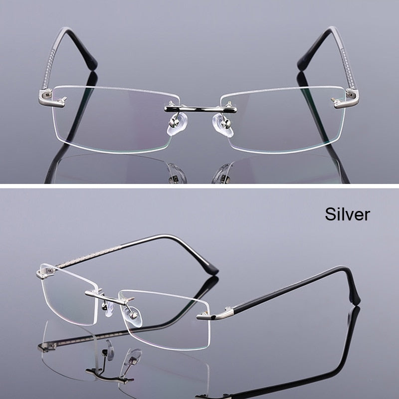iboode Occhiali senza montatura ultraleggeri Occhiali da vista da donna Vintage Classic Square Frame Titanium Men Montatura per occhiali miopia ottica 