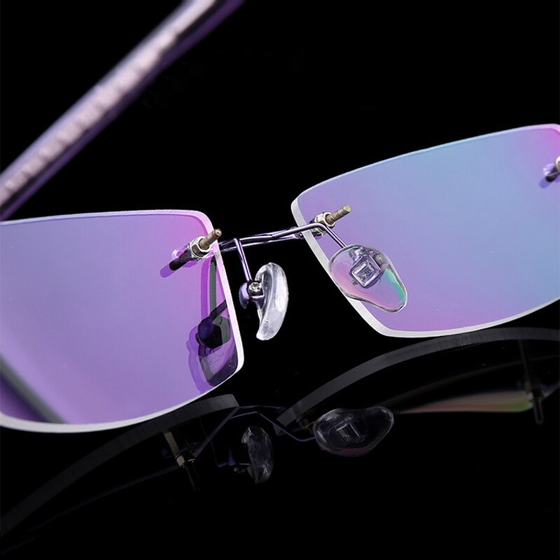 iboode Occhiali senza montatura ultraleggeri Occhiali da vista da donna Vintage Classic Square Frame Titanium Men Montatura per occhiali miopia ottica 