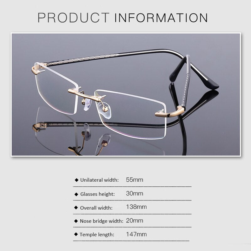 iboode Occhiali senza montatura ultraleggeri Occhiali da vista da donna Vintage Classic Square Frame Titanium Men Montatura per occhiali miopia ottica 