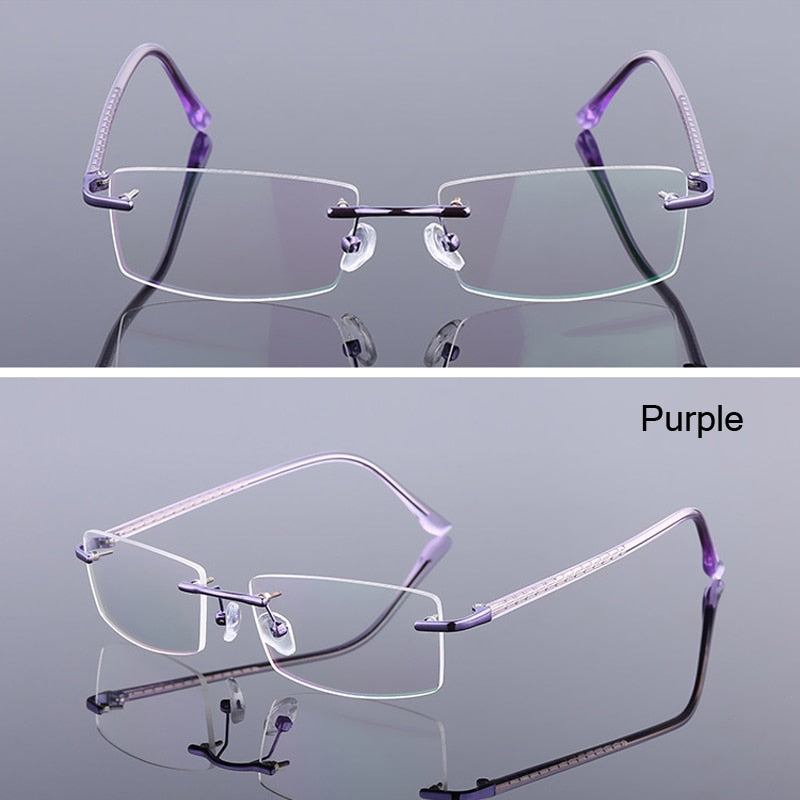 iboode Occhiali senza montatura ultraleggeri Occhiali da vista da donna Vintage Classic Square Frame Titanium Men Montatura per occhiali miopia ottica 