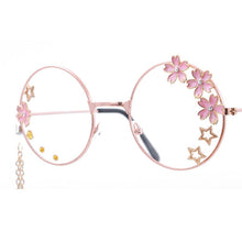 Load image into Gallery viewer, iboode Women Glasses Frames Sakura Star Pendant Metal Round Clear Lens Eyeglasses Girls Decorative