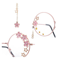 Load image into Gallery viewer, iboode Women Glasses Frames Sakura Star Pendant Metal Round Clear Lens Eyeglasses Girls Decorative