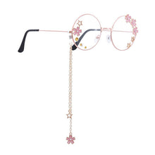 Load image into Gallery viewer, iboode Women Glasses Frames Sakura Star Pendant Metal Round Clear Lens Eyeglasses Girls Decorative