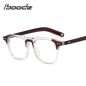 iboode Women Men Oversized Square Glasses Frame Korean Frame Retro Transparent eyeglasses PC Optical Spectacles For Male