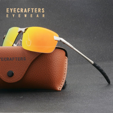 imless Metal Glasses Eyewear Orange Mens UV400 Polarized Sunglasses Sports Driving Mirrored Sunglasses 3043DM