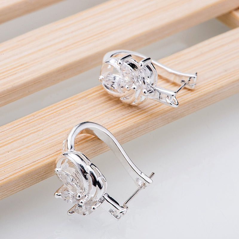 inlaid artistic shiny silver plated earrings 925 jewelry for women silver earrings LQ-E103 XVRIKKBF