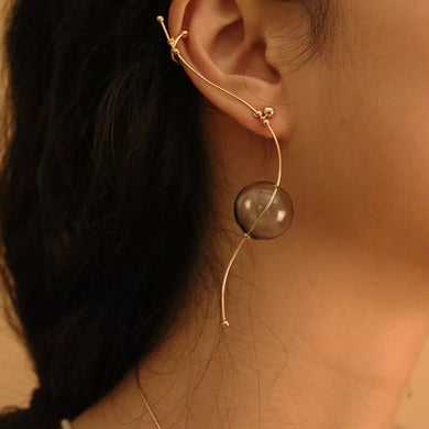 ins Co Style Copper Simple Glass Ball Wire Ear Cuff For Women Original Hot Korean Long Earrings For Women 2018 Brincos Jewelry