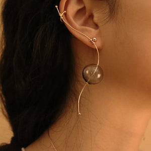 ins Co Style Copper Simple Glass Ball Wire Ear Cuff For Women Original Hot Korean Long Earrings For Women 2018 Brincos Jewelry