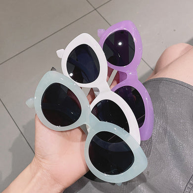 ins Popular Cat Eye Women Sunglasses Retro Jelly Color Shades UV400 Eyewear Men Green Pink Purple Sun Glasses