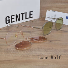 Load image into Gallery viewer, korean Prescription Eyeglasses Frame With clip men Women Round Myopia Optical Gentle Diplo-LONE WOLF 032 Glasses Frame