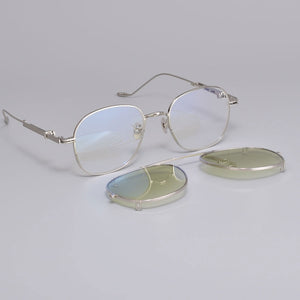 korean Prescription Eyeglasses Frame With clip men Women Round Myopia Optical Gentle Diplo-LONE WOLF 032 Glasses Frame