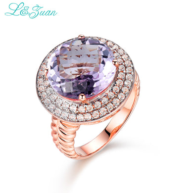 Amethyst 925 Silver Rings For Women 5.48ct Round Natural Purple Gemstones Prong Setting Wedding Fine Jewelry