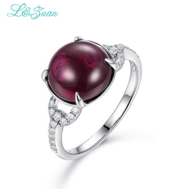 Garnet S925 Silver Woman Rings Prong Setting 5.87ct Round Claret Natural Gemstones Wedding Fine Jewelry Black Frid Gift