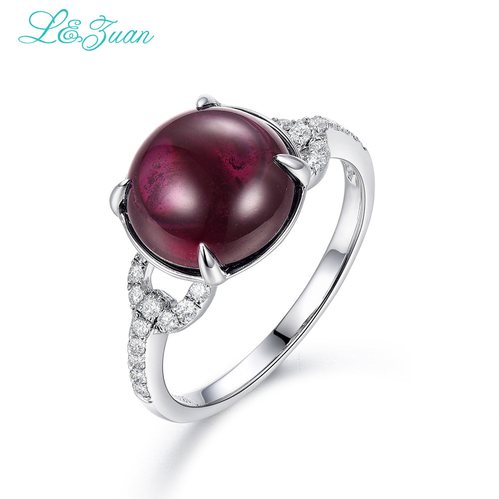 Garnet S925 Silver Woman Rings Prong Setting 5.87ct Round Claret Natural Gemstones Wedding Fine Jewelry Black Frid Gift