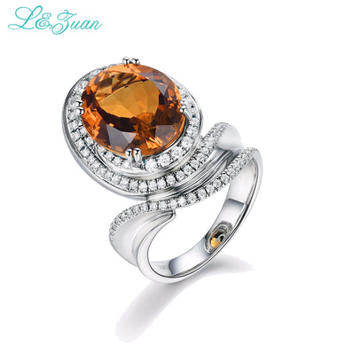 S925 Silver Citrine Rings For Womens Trendy Prong Setting Orange 6.945ct Natural Gemstones Fine Jewelry Black Frid Gift