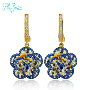 S925 Silver Drop Earrings For Women Popular Multicolor Zircon Flower Fashion and fine Jewelry Party Christmas Gifts