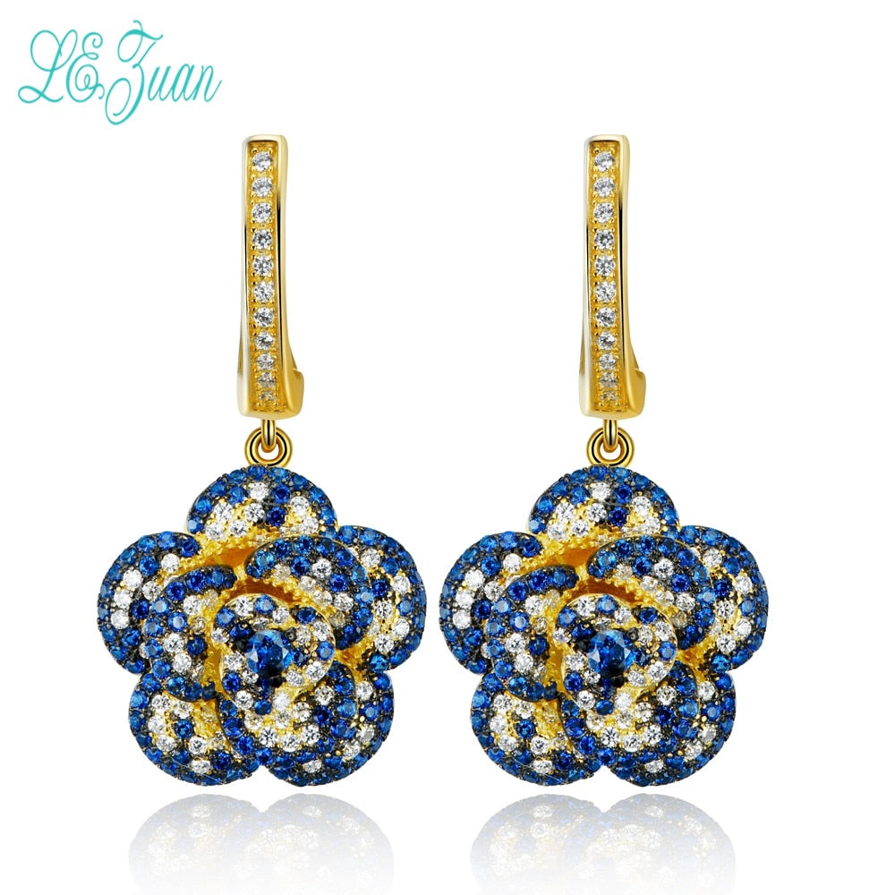 S925 Silver Drop Earrings For Women Popular Multicolor Zircon Flower Fashion and fine Jewelry Party Christmas Gifts