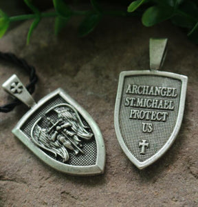 1pcs dropshipping men necklace Archangel St.Michael Protect Me Saint Shield Protection Charm russian orhodox pendant