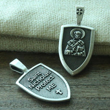 Carica l&#39;immagine nel visualizzatore di Gallery, 1pcs dropshipping men necklace Archangel St.Michael Protect Me Saint Shield Protection Charm russian orhodox pendant