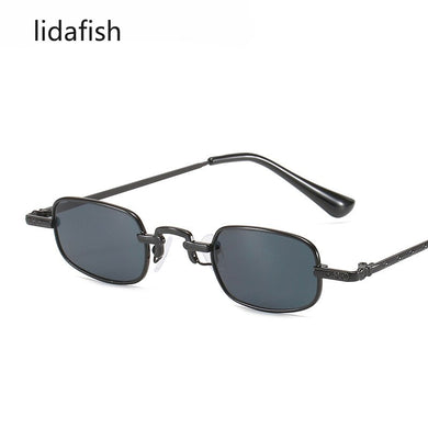 lidafish  Retro Square Small Frame Sunglasses Designers Men Metal Frame Sunglasses UV400