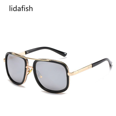lidafish Retro Vintage Big Frame Sunglasses Men Square Sunglasses  Outdoor Travel Summer Beach Glasses