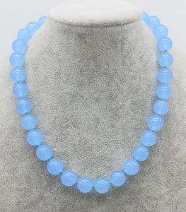 light blue jade round 12mm necklace 18inch wholesale beads nature woman 2018