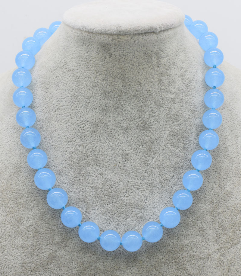 light blue jade round 12mm necklace 18inch wholesale beads nature woman 2018