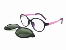 Load image into Gallery viewer, light weight ULTEM oval shape optical glasses frame with removable polarized sunglasses clips for teenagers 1303
