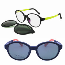 Load image into Gallery viewer, light weight ULTEM oval shape optical glasses frame with removable polarized sunglasses clips for teenagers 1303
