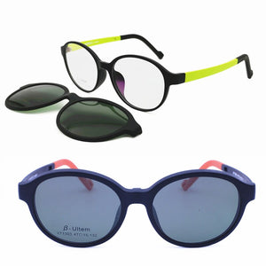 light weight ULTEM oval shape optical glasses frame with removable polarized sunglasses clips for teenagers 1303