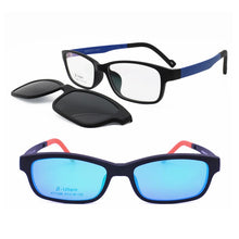 Load image into Gallery viewer, light weight ULTEM rectangle shape optical glasses frame with removable polarized sunglasses clips for teenagers 1306