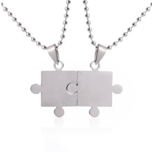 Load image into Gallery viewer, lover Paired Couple Pendants 60cm Necklace Stainless Steel Smooth Puzzle Necklaces for Lover Woman Man Collar Collier Polishing