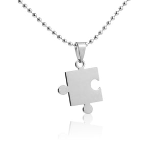 lover Paired Couple Pendants 60cm Necklace Stainless Steel Smooth Puzzle Necklaces for Lover Woman Man Collar Collier Polishing