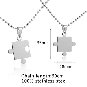 lover Paired Couple Pendants 60cm Necklace Stainless Steel Smooth Puzzle Necklaces for Lover Woman Man Collar Collier Polishing