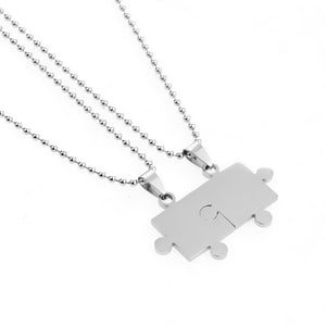 lover Paired Couple Pendants 60cm Necklace Stainless Steel Smooth Puzzle Necklaces for Lover Woman Man Collar Collier Polishing