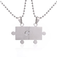 Load image into Gallery viewer, lover Paired Couple Pendants 60cm Necklace Stainless Steel Smooth Puzzle Necklaces for Lover Woman Man Collar Collier Polishing