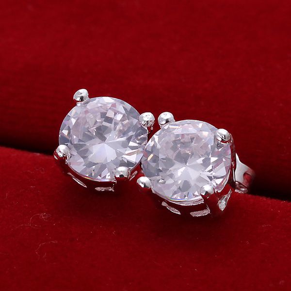 lowest price wholesale for women's silver plated earrings 925 fashion Silver jewelry rhinestone stud Earrings SE096