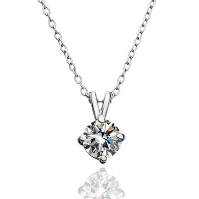Simple Jewelry Environment White Gold Color Round Zircon Pendant Necklace for Women (nl004288)