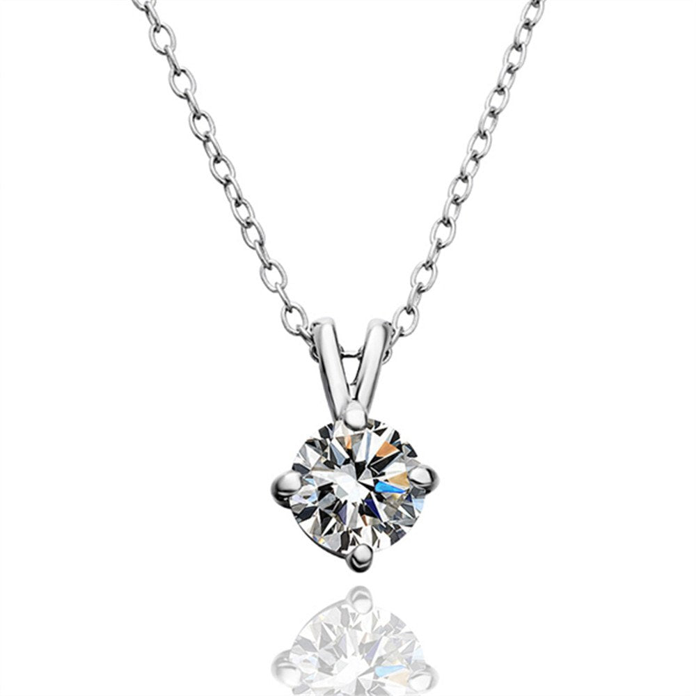 Simple Jewelry Environment White Gold Color Round Zircon Pendant Necklace for Women (nl004288)