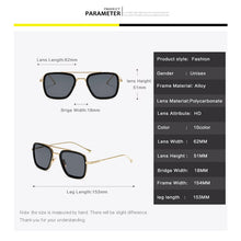 Carica l'immagine nel visualizzatore di Gallery, Tony Stark Style for women Sunglasses Men Square Brand Design Sun Glasses Oculos Retro male iron Man oculos de