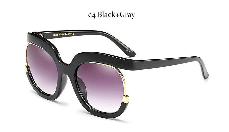 Oversized Square Gradient Sunglasses Women Men Half frame metal Famous Brand Designer Sun glasses Female UV400 Shades
