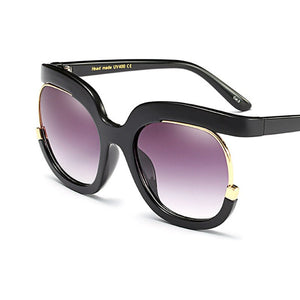Oversized Square Gradient Sunglasses Women Men Half frame metal Famous Brand Designer Sun glasses Female UV400 Shades