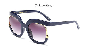 Oversized Square Gradient Sunglasses Women Men Half frame metal Famous Brand Designer Sun glasses Female UV400 Shades