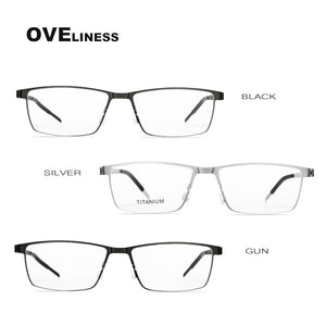 male titanium glasses frame men Optical eyeglasses Transparent Myopia Prescription clear glasses Metal Full Screwless Eyewear
