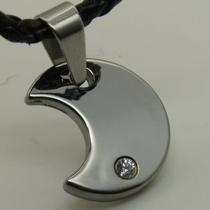 men/women jewelry moon clear cz hi-tech scratch proof tungsten pendant necklace