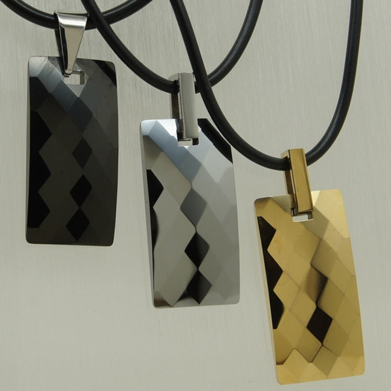 men/women jewelry multi - facet hi-tech scratch proof black magnetic stone tungsten pendant necklace