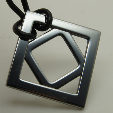 men/women jewelry sporty square in square hi-tech scratch proof tungsten pendant necklace