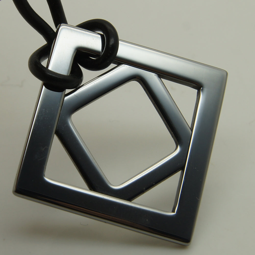 men/women jewelry sporty square in square hi-tech scratch proof tungsten pendant necklace